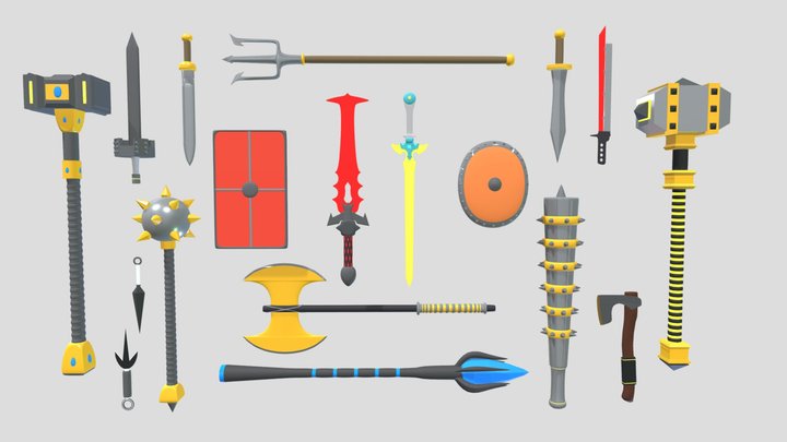 Low Poly Melee Weapon Set 3D Model