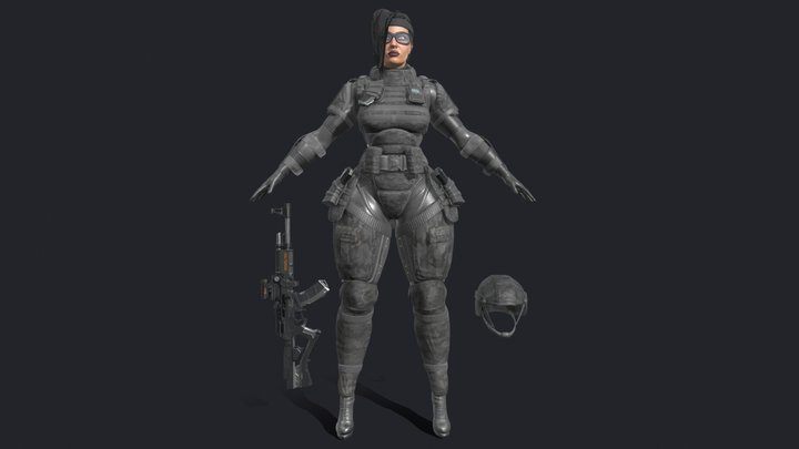 FREE Female light assault armor. Game-ready 3D Model