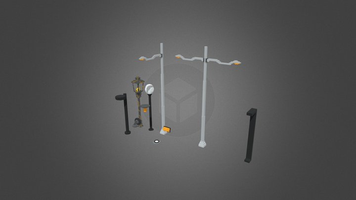 Light Post Pack - Voxel 3D Model