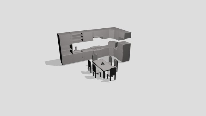 Paquete de Cocina sin textura 3D Model