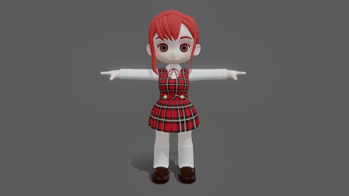 Chibi Japanese High School Girl 3D Model