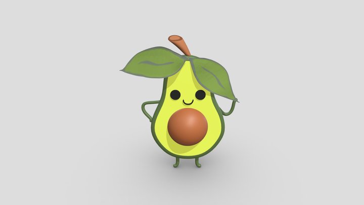 Abby The Cute Avocado 3D Model