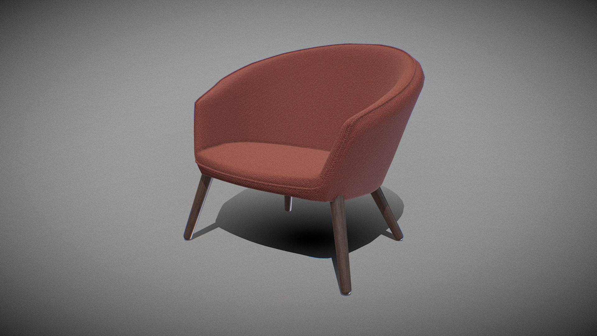3D model Ditzel Lounge Chair-fabric red - This is a 3D model of the Ditzel Lounge Chair-fabric red. The 3D model is about a red chair on a white background.
