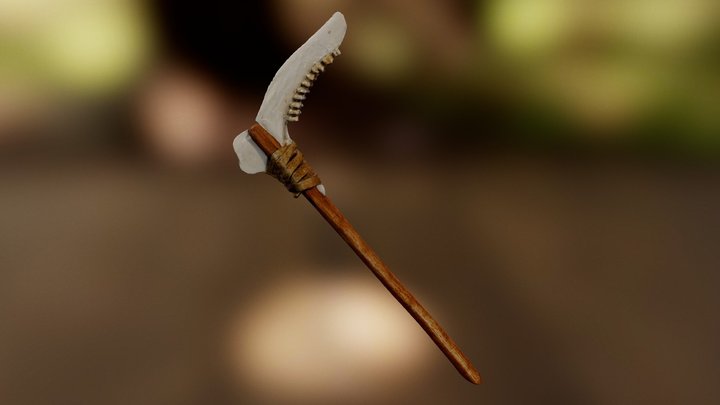 Deer Jaw Bone Sickle 3D Model