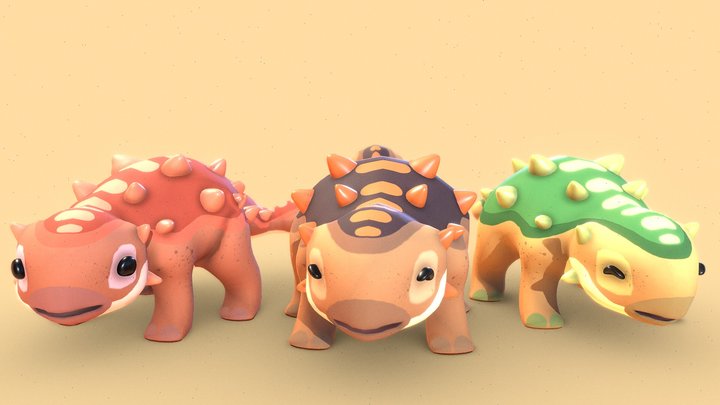 3D Cartoon Dinosaur Ankylosaurus 3D Model