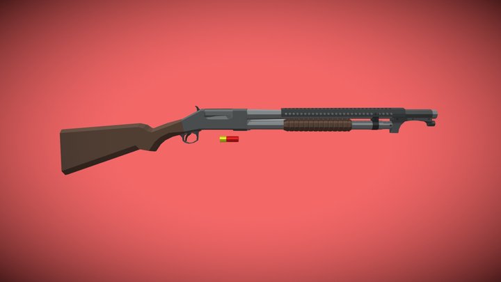 Winchester 1897 (Low Poly) 3D Model