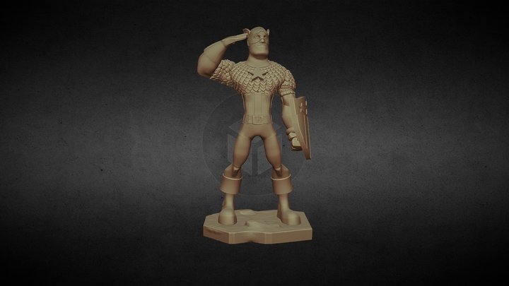 Captain America Retro 3D Model