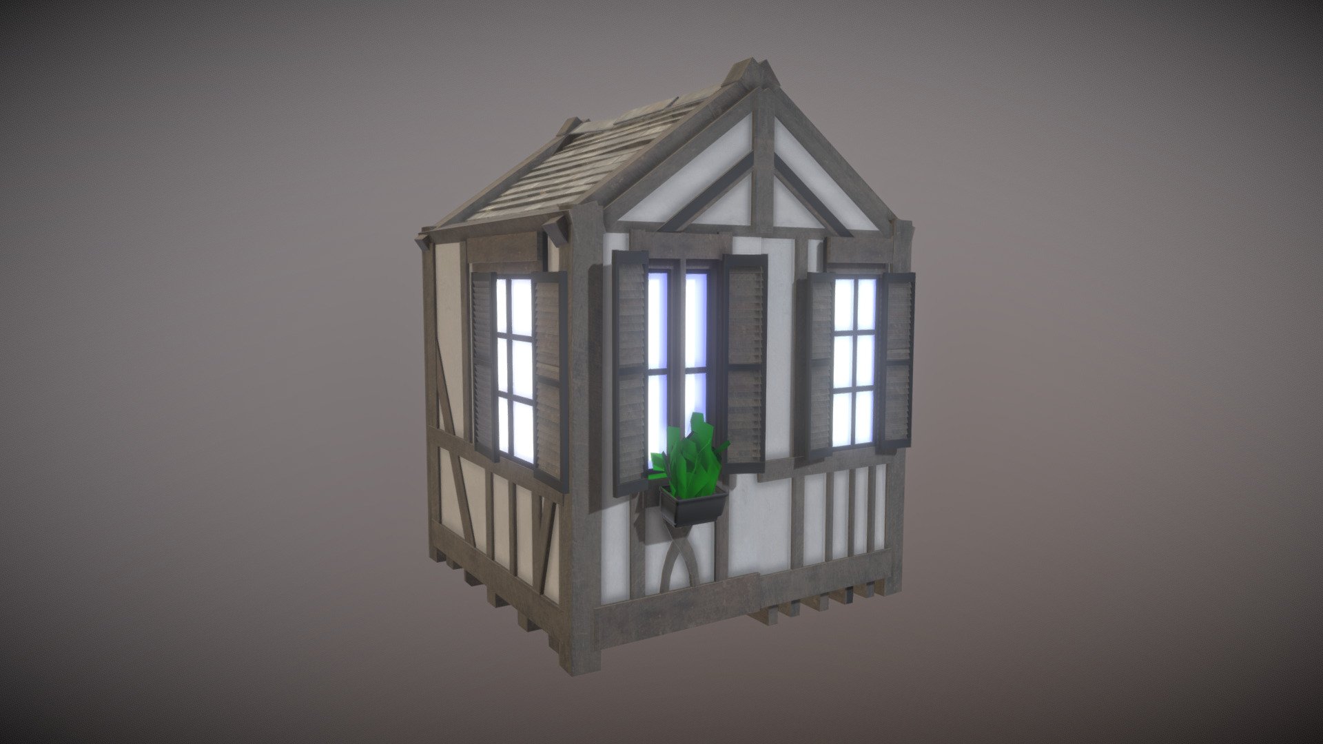 cute little Stylized house with lit windows - Buy Royalty Free 3D model ...