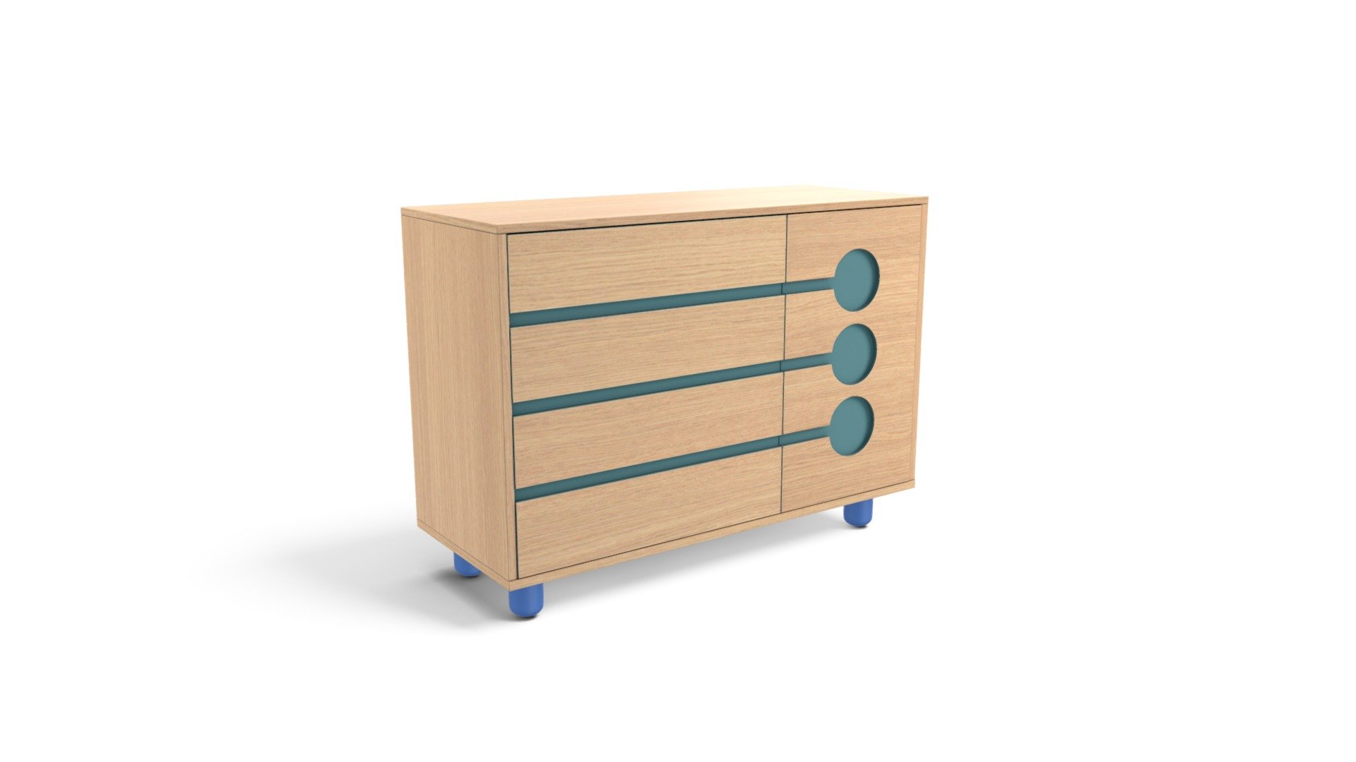 Elba Cabinet, Oak and Teal