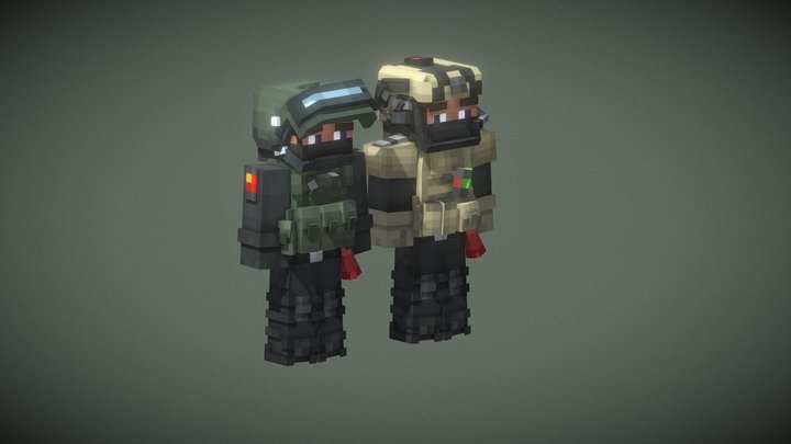 2 Soldiers 3D Model