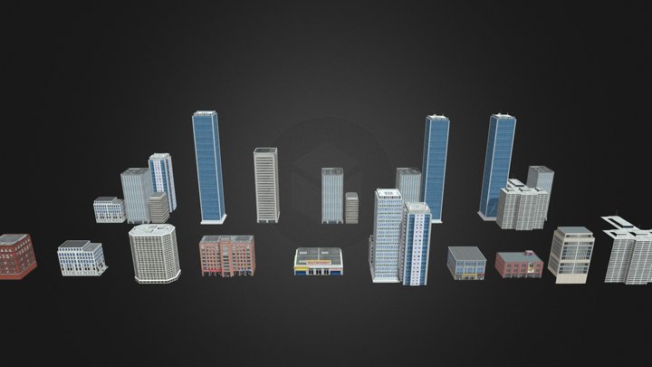Lowpoly City Buildings Pack 3D Model
