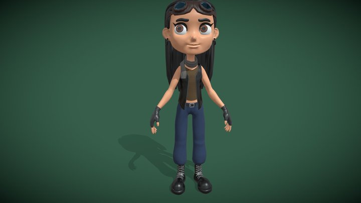 Biker Girl 3D Model