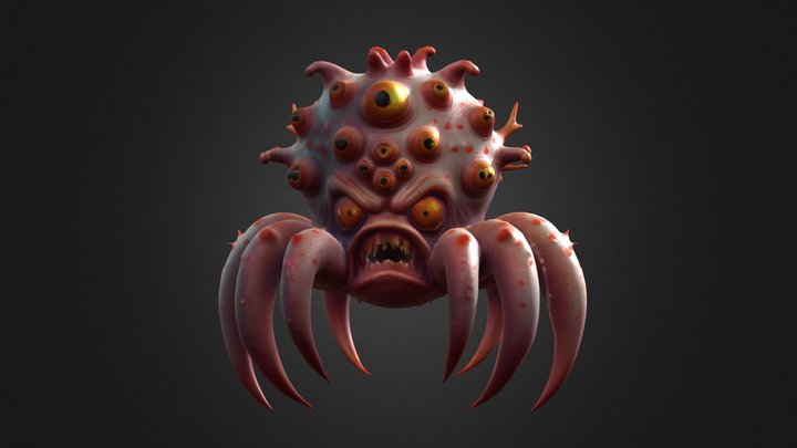 Monster with multiple eyes and tentacles 3D Model