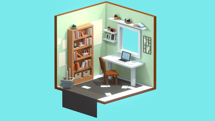 Isometric Studio Room 3D Model