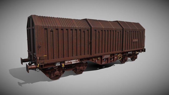 Freight train wagon JJ3 3D Model