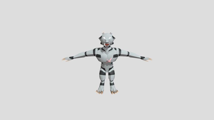 Tigre Blanco Humanoide 3D Model