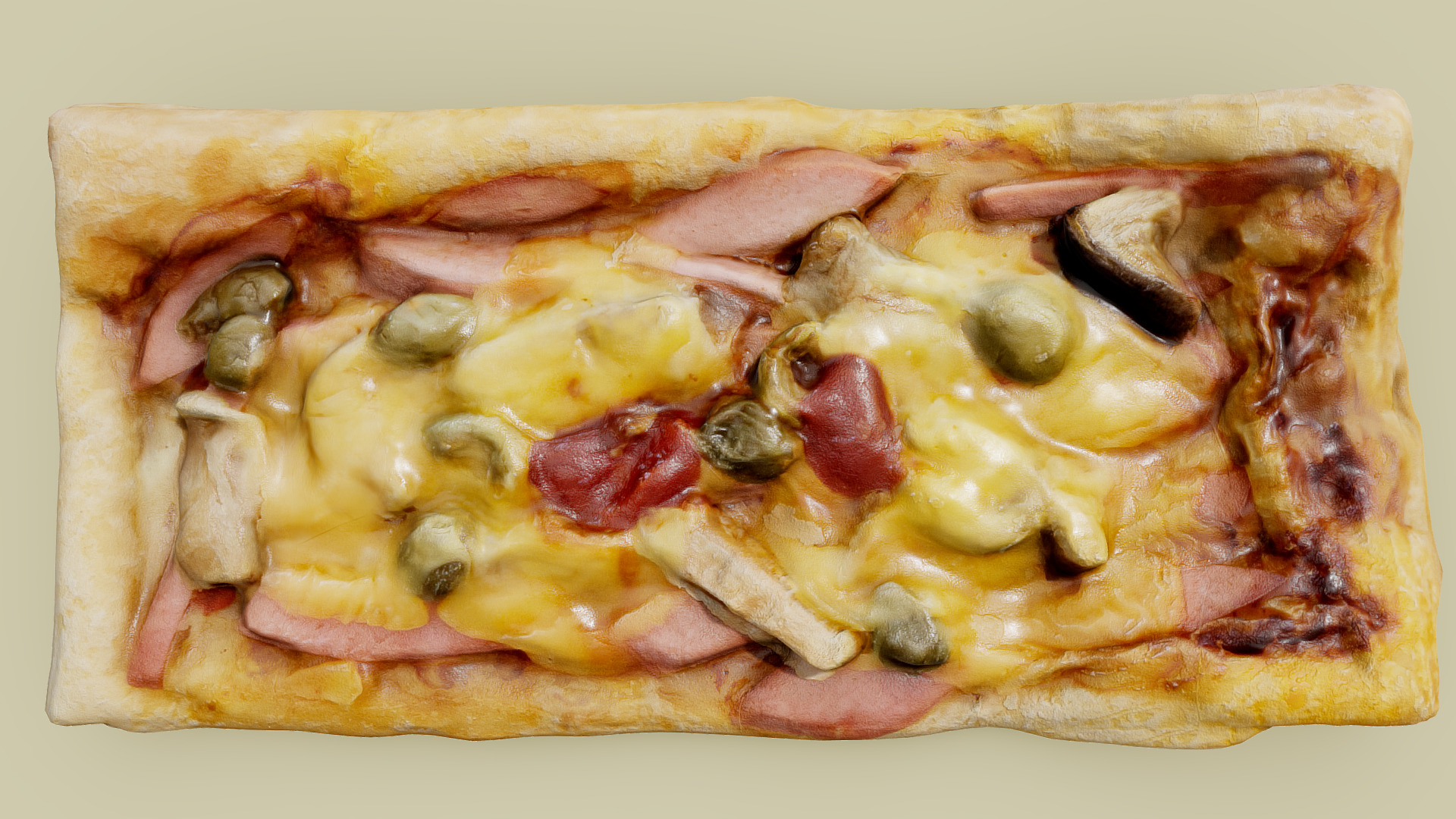 3D model Homemade Pizza - This is a 3D model of the Homemade Pizza. The 3D model is about a cheeseburger with meat and cheese.