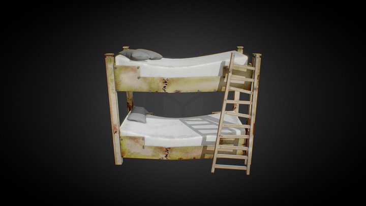 Bed Broken 02dirt 3D Model
