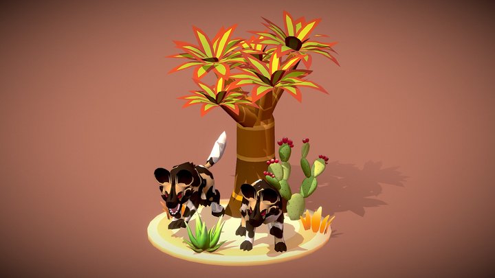 Stranded Island - African Wild Dogs 3D Model