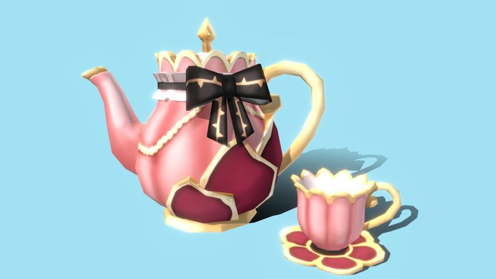 Rosemi Teapot and Cup 3D Model