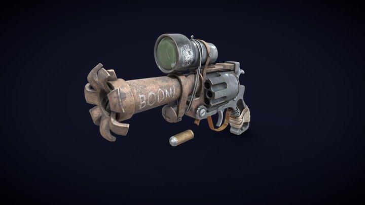 Stylized Revolver Gun 3D Model