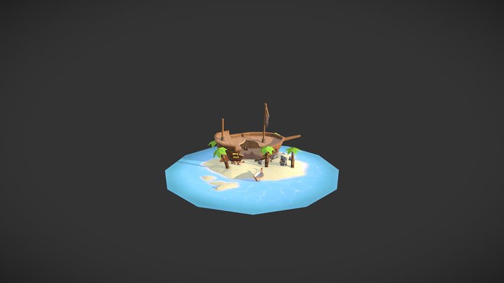 Pirate Ship Diorama 3D Model