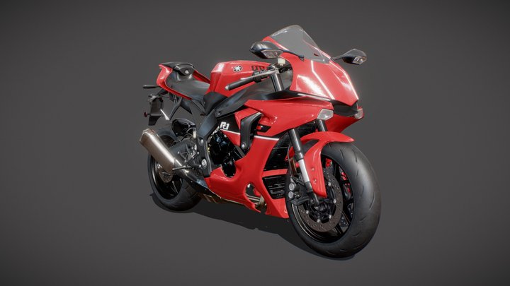 Yamaha R1 Motorcycle - Rigged & Animated 3D Model