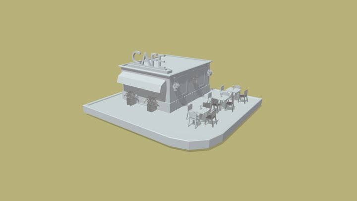 Low Poly CAFE 3D Model
