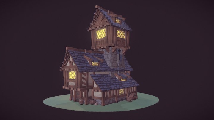 Medieval Watchtower House 3D Model