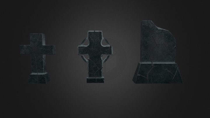 Cross And Broken Gravstones – Modello 3D gratuito STL