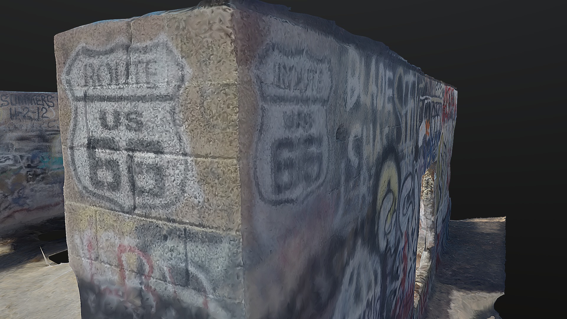 3D model GRADD 3D model / Abandoned Tagged Building - This is a 3D model of the GRADD 3D model / Abandoned Tagged Building. The 3D model is about a stone wall with a carved face.