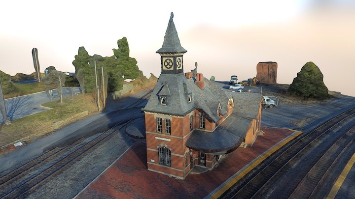 Victorian-era train station aerial UAV survey 3D Model