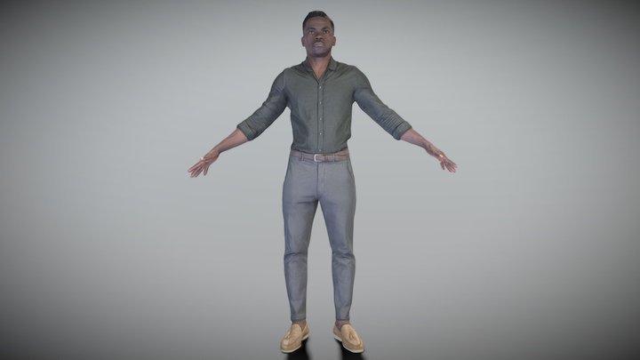 African young man in A-pose 270 3D Model
