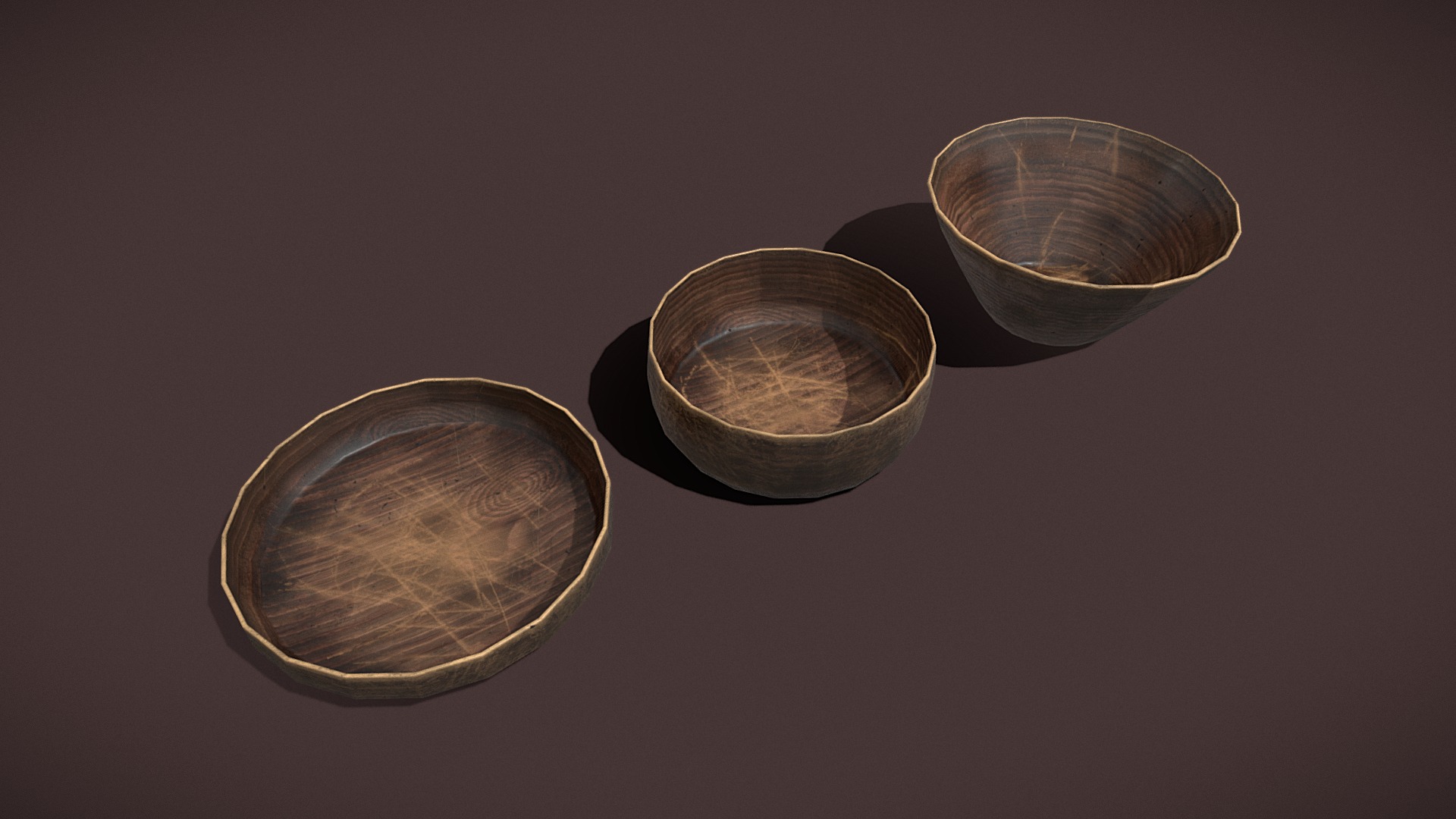 3D model Wooden Bowls - This is a 3D model of the Wooden Bowls. The 3D model is about a few gold coins.