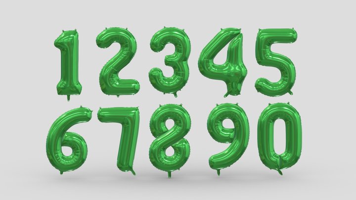 Balloon Numbers Green 3D Model
