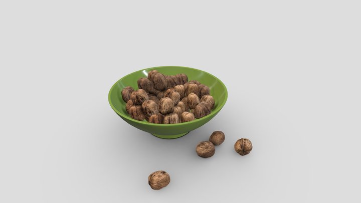 Walnuts Bundle in a Bowl 3D Model