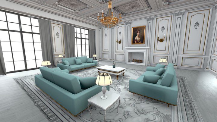 Neoclassical Living Room 3D Model