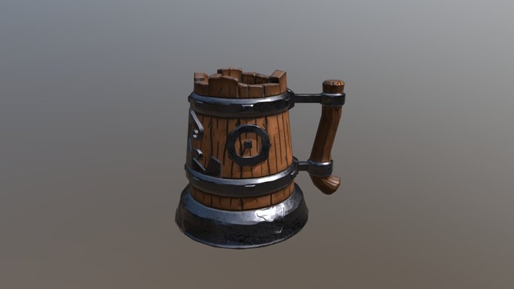 Low Poly Mug Game Style 3D Model