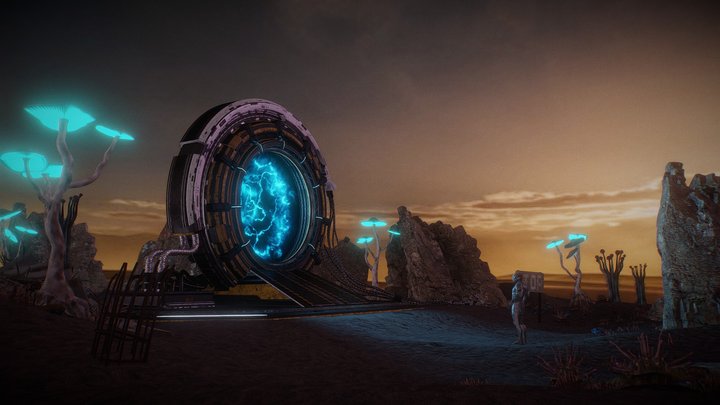 Desert scifi portals 3D Model