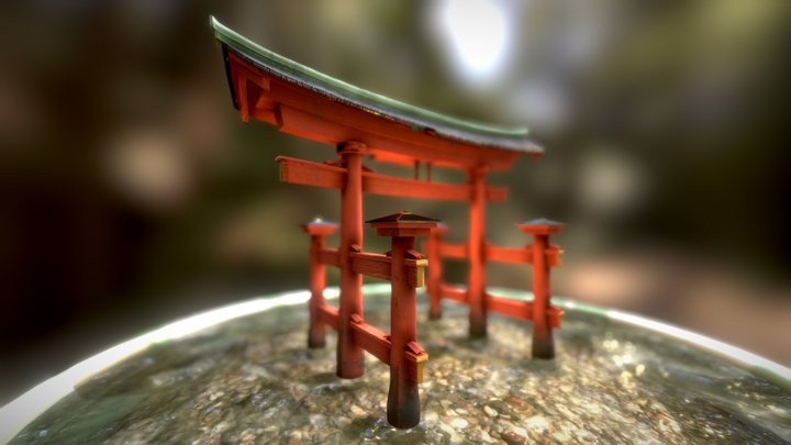 Itsukashima Shrine Tori Gate 3D Model