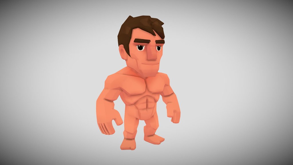 Chibi Man Muscular Lowpoly Handpainted