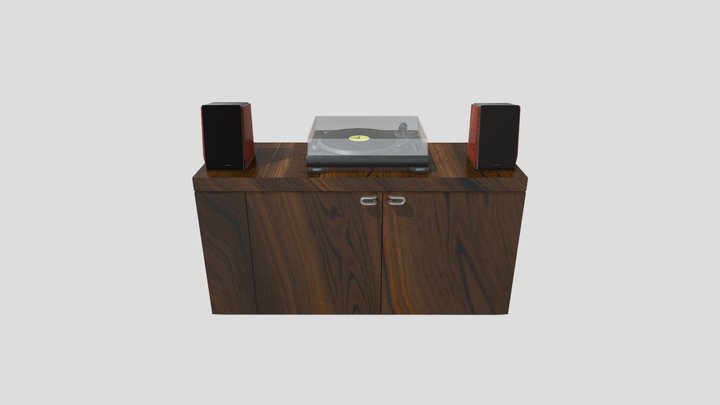 Turntable with Sideboard 3D Model