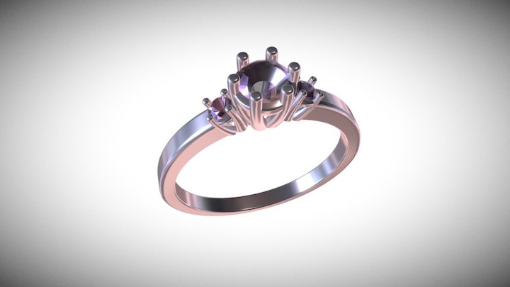 Ringmodel110 -Engagement ring - Three Diamonds 3D Model