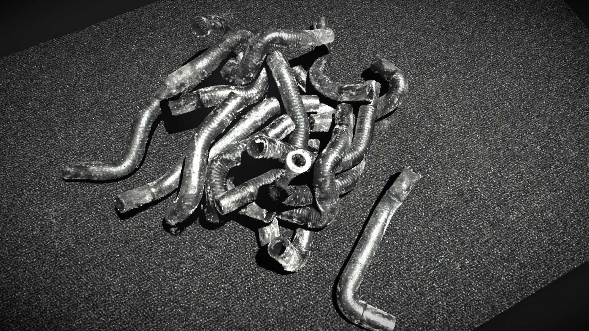 Black rubber tubes - 3D machine vision