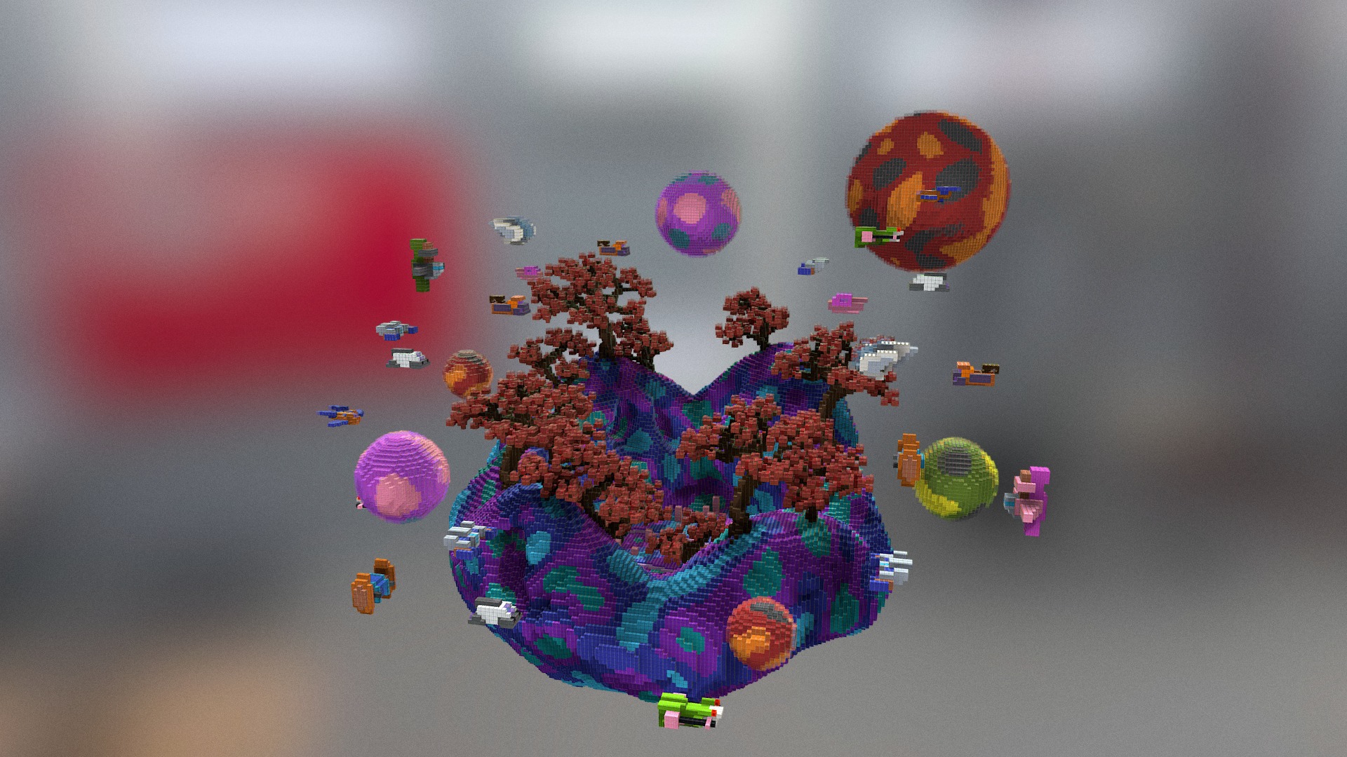 3D model Space PVP - This is a 3D model of the Space PVP. The 3D model is about a group of colorful hot air balloons.