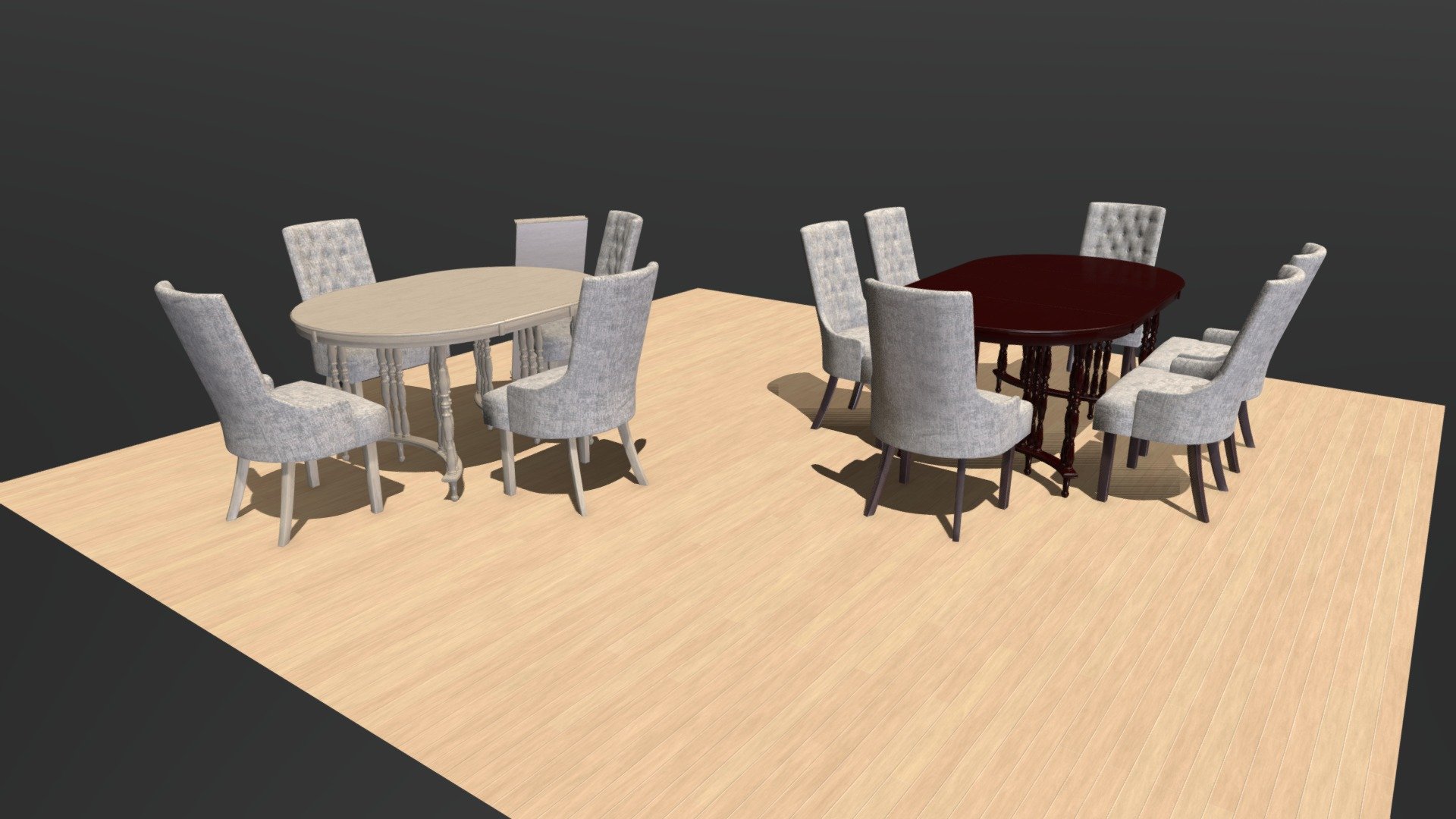 Expandable Oblong Table with High-Back Chairs - 3D model by theaS ...