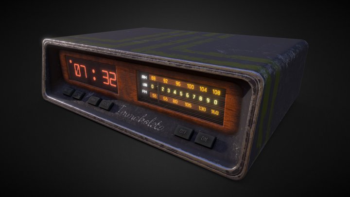 Аlarm clock radio retro 3D Model