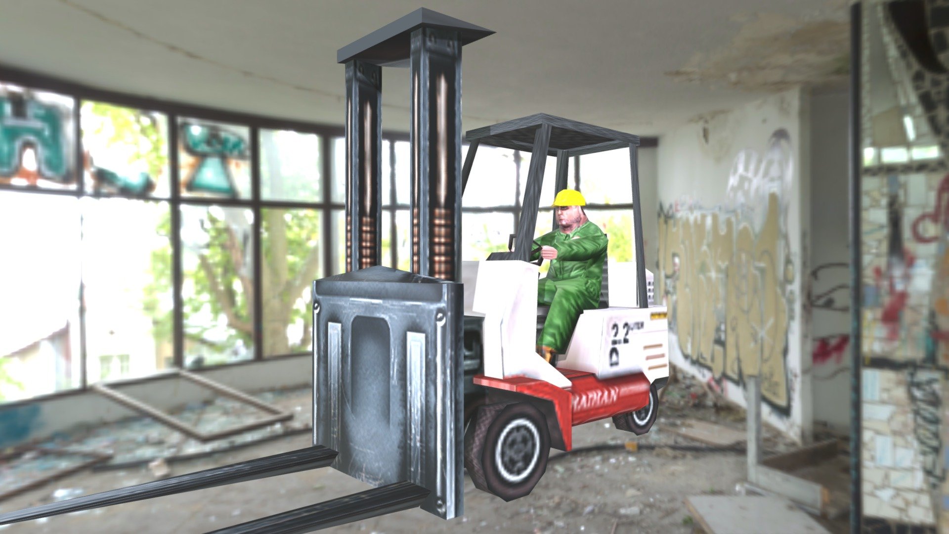 Gus in the Forklift