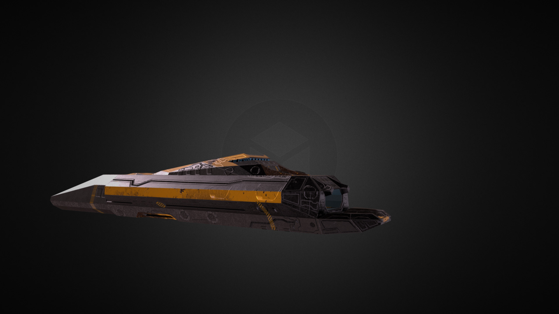 3D model Sci-fi battleship - This is a 3D model of the Sci-fi battleship. The 3D model is about a yellow and black jet.