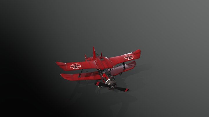 The Red Baron Biplane 3D Model
